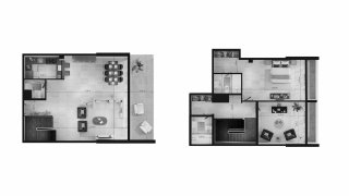 Duplex floor plan, 1 bedroom in UNIESTATE PRIME TOWER No. 11007